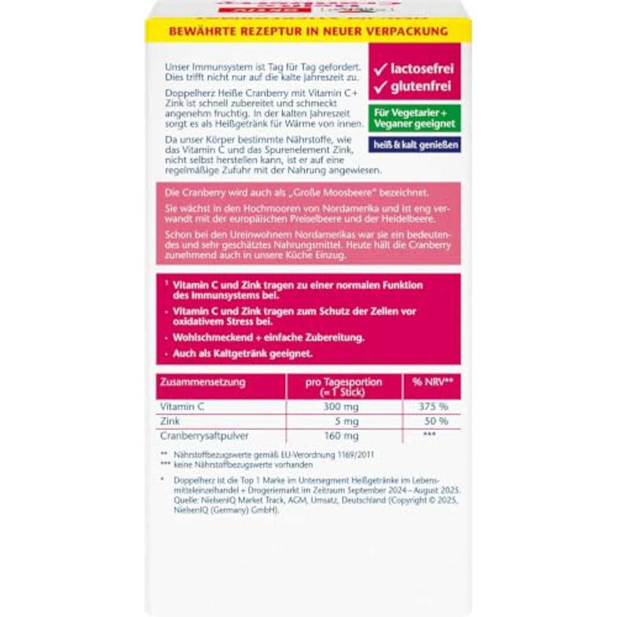 Doppelherz Warme Cranberry met Vitamine C en Zink 10 Sticks - 3-pack
