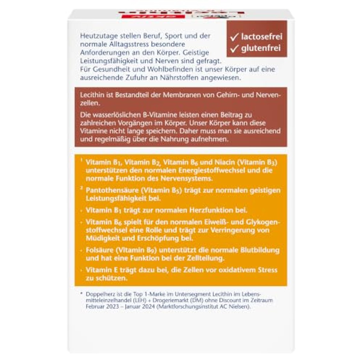 Doppelherz Lecithin – Nahrungsergänzungsmittel mit Vitamin B1, B2 und B6 als Beitrag zur normalen Funktion des Nervensystems – 1 x 40 Kapseln – Doppelherz