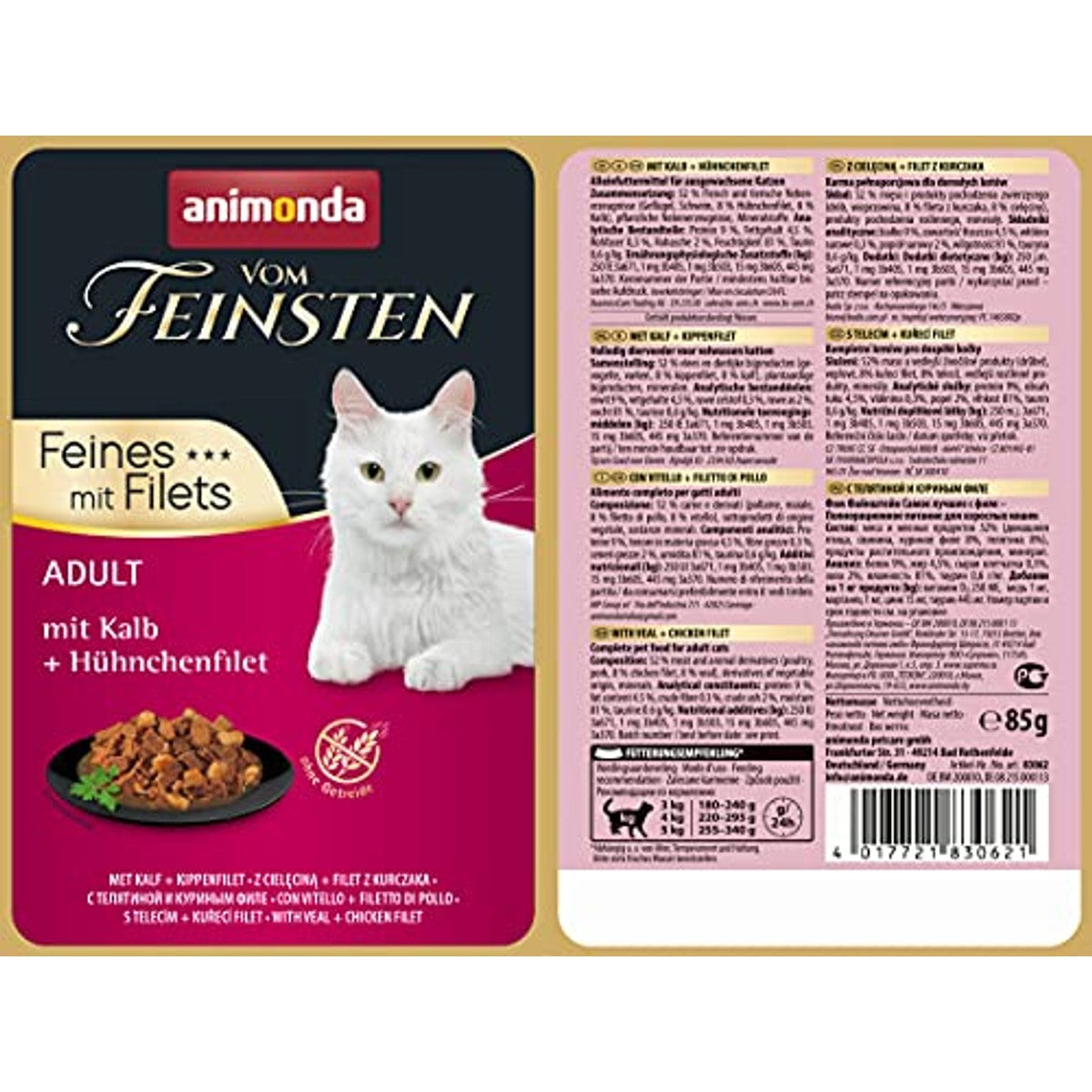 animonda Vom Feinsten Met Filets natvoer kattenvoer kalf & kippenfilet 18 x 85 g - 6-pack