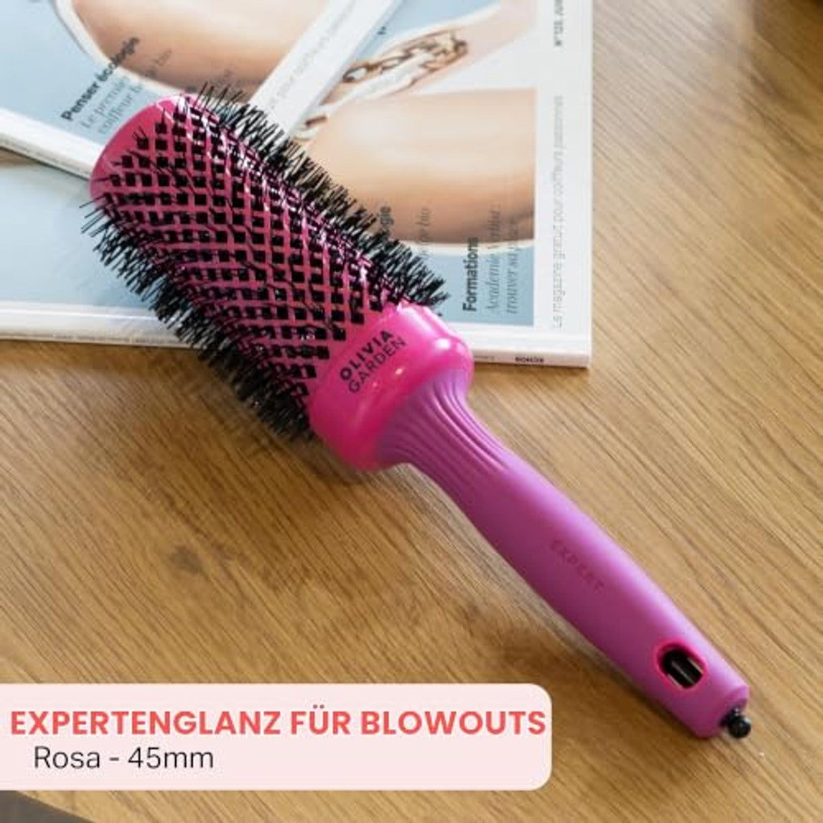 Olivia Garden Expert Blowout Shine Rundbürste aus Keramik, antistatisch, für glänzendes und krausfreies Styling