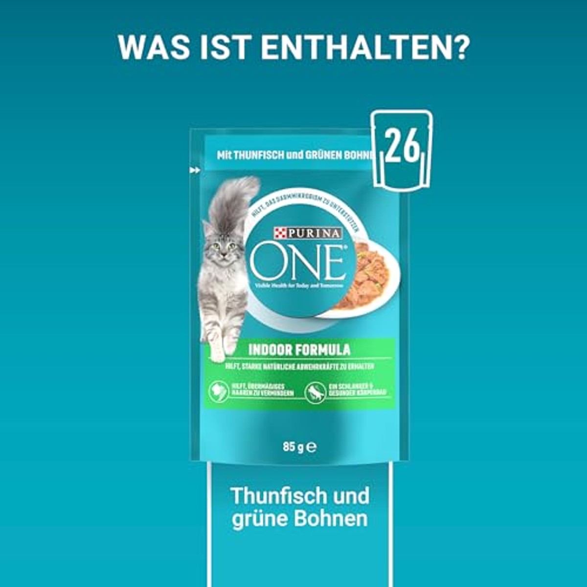 Purina One Indoor natvoer kattenvoer tonijn 26 x 85 g - 3-pack