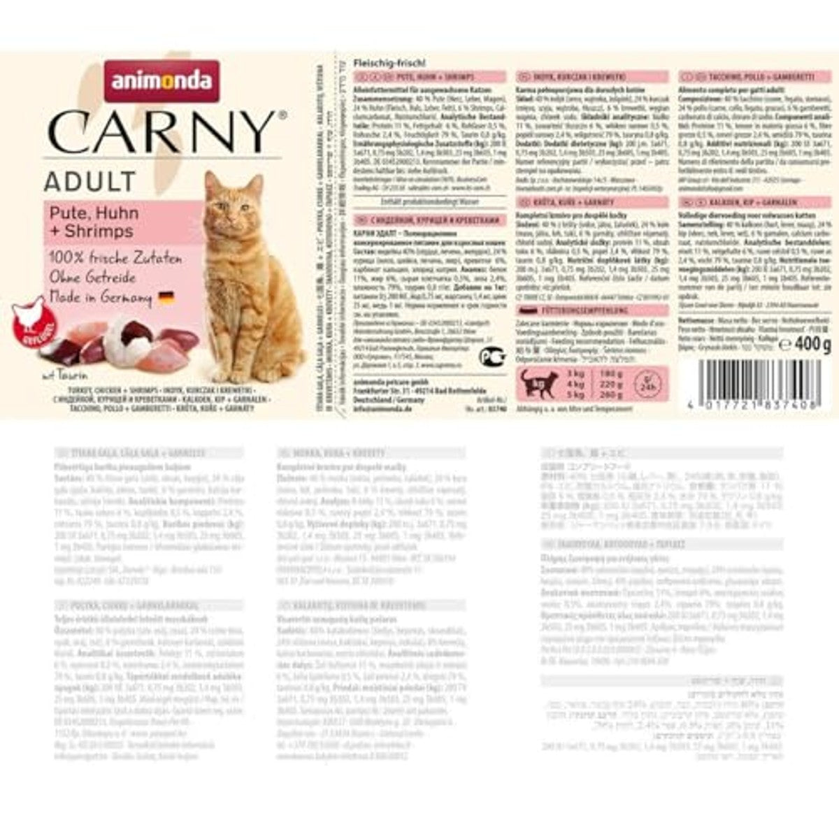 animonda Carny natvoer kattenvoer kalkoen + kip + garnalen 400 g - 6-pack