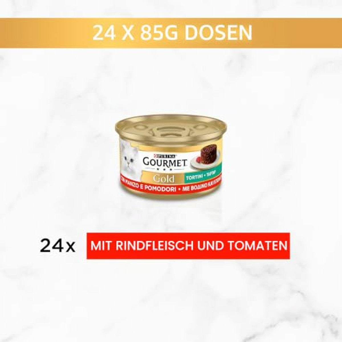 Gourmet Gold Pasteitjes natvoer kattenvoer rund & tomaat 24 x 85 g - 6-pack