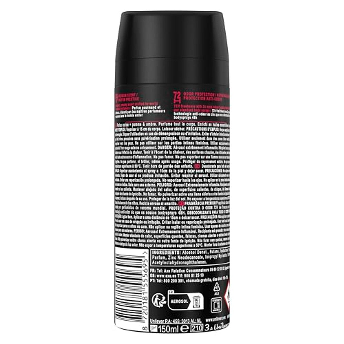 AXE Cherry Fizz deodorant spray voor heren 6 x 150 ml - Voordeelverpakking
