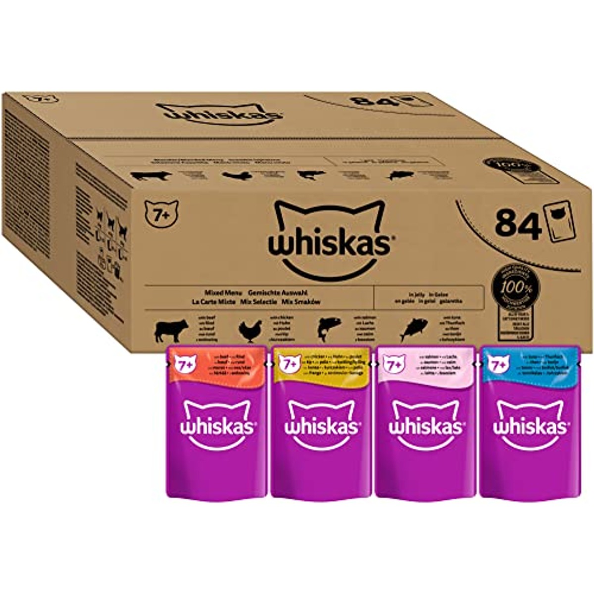 Whiskas Senior 7+ natvoer kattenvoer gemengde selectie 84 x 85 g - 3-pack