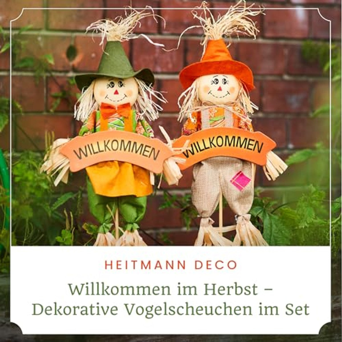 HEITMANN DECO Vogelverschrikkers met welkomstbord set van 2 – HEITMANN DECO