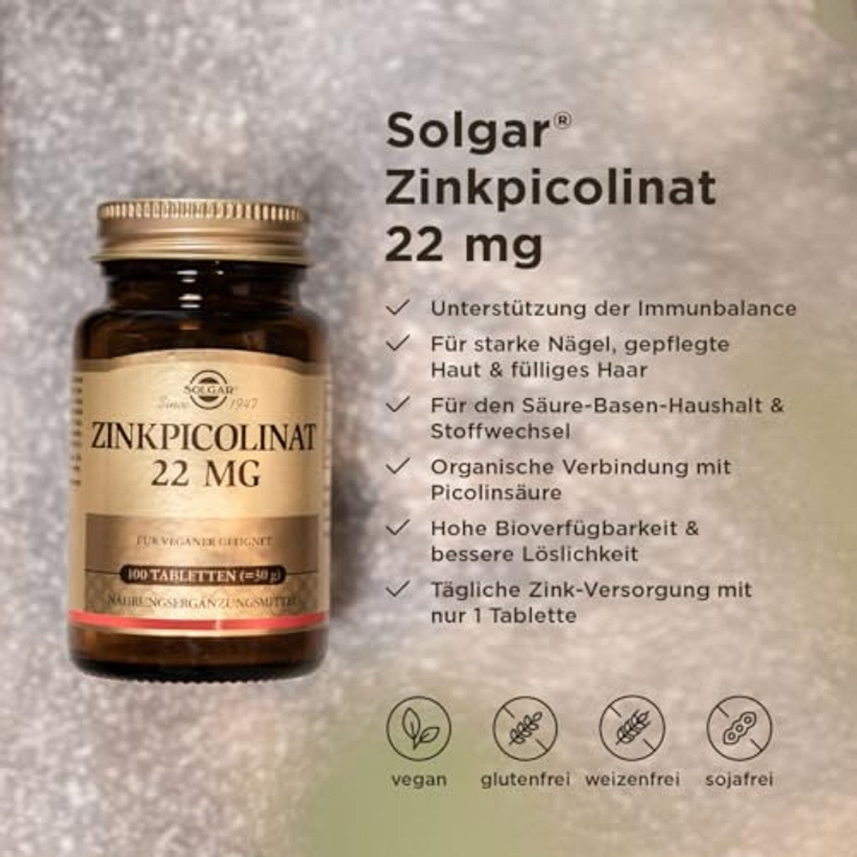 Solgar Zinkpicolinaat 100 Veganistische Tabletten - 6-pack