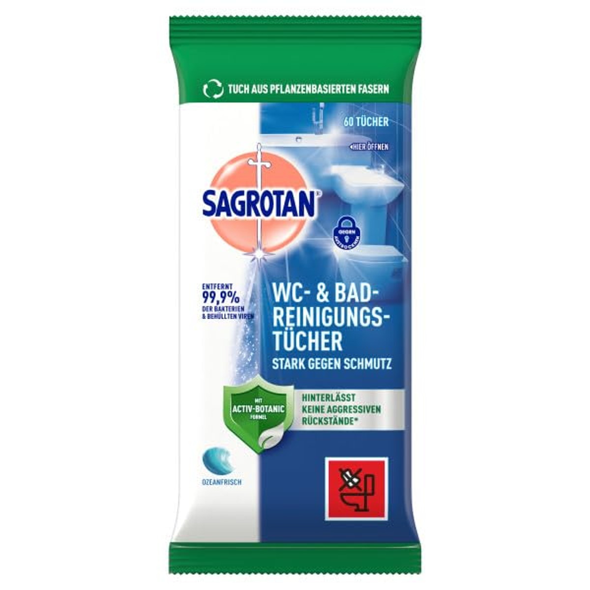Sagrotan wc-reinigingsdoekjes 6 x 60 doekjes - 6-pack