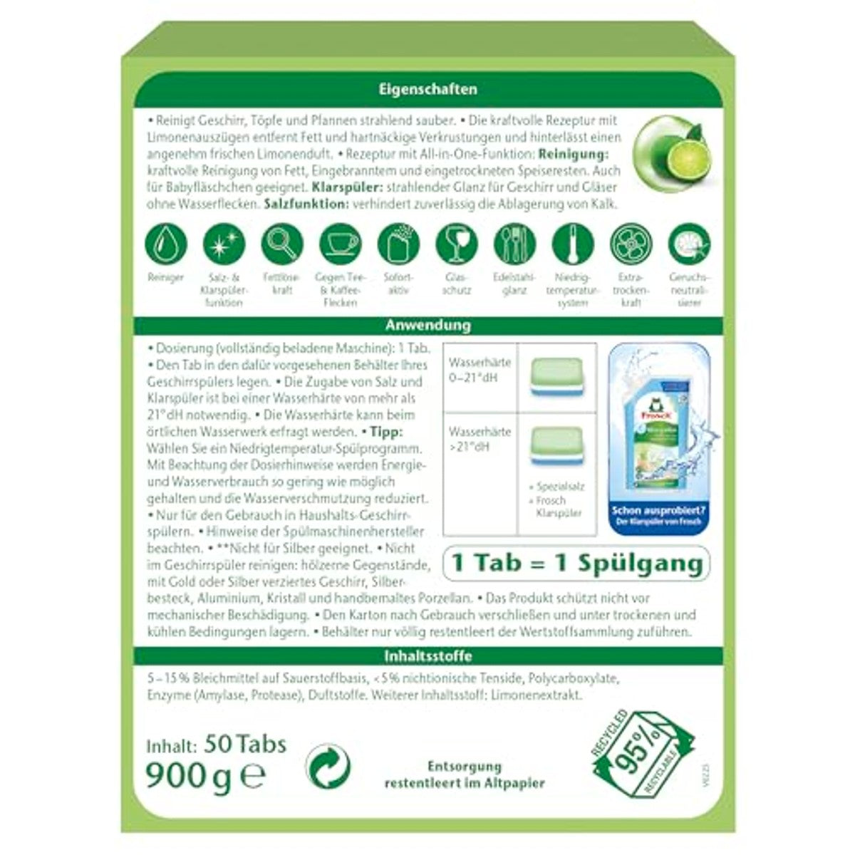 FROSCH Limonen Vaatwastabletjes 3 x 50 stuks - Voordeelverpakking