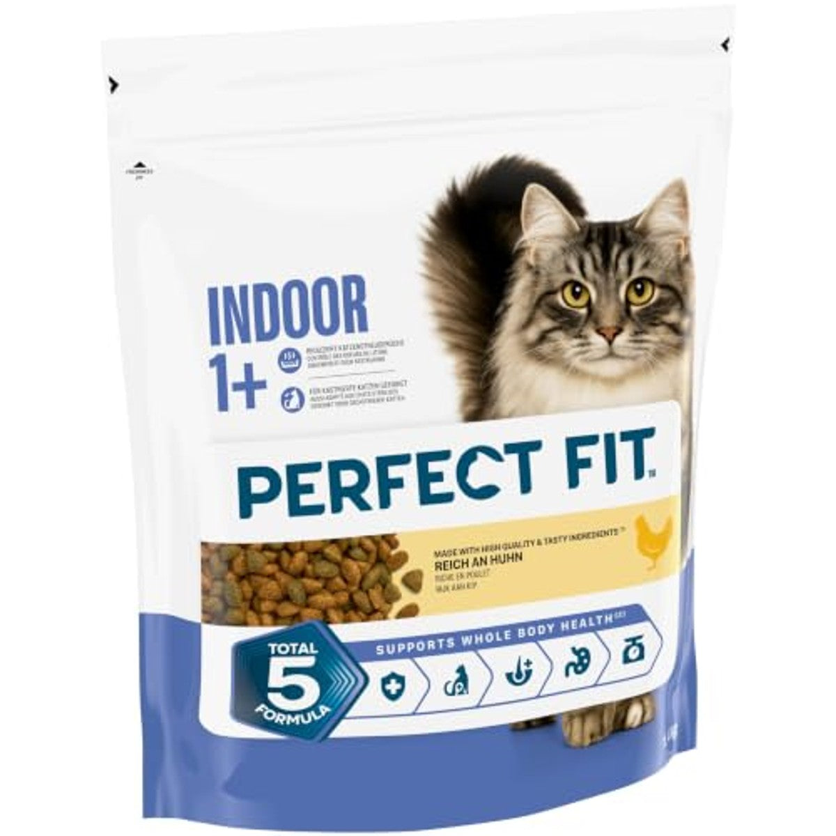 Perfect Fit Voor Binnen 1+ droogvoer kat kip 5 x 1,4 kg - 3-pack