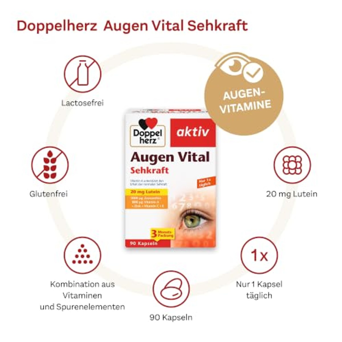 Doppelherz Ogen Vital met Luteïne en Zeaxanthine 90 Capsules - 6-pack