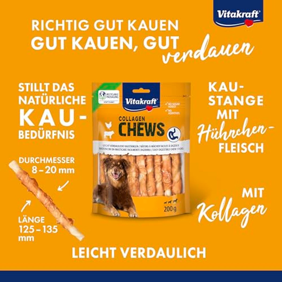 Vitakraft Collageen Chews hondensnack kip 1 x 200 g – foto 3