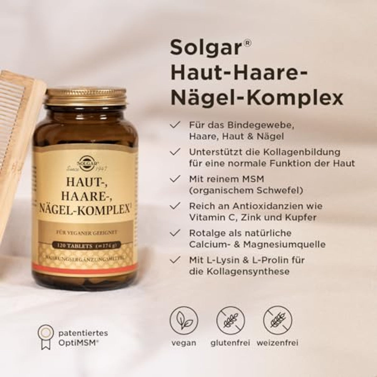 Solgar Complex voor Huid, Haar en Nagels met MSM 120 Tabletten - 3-pack