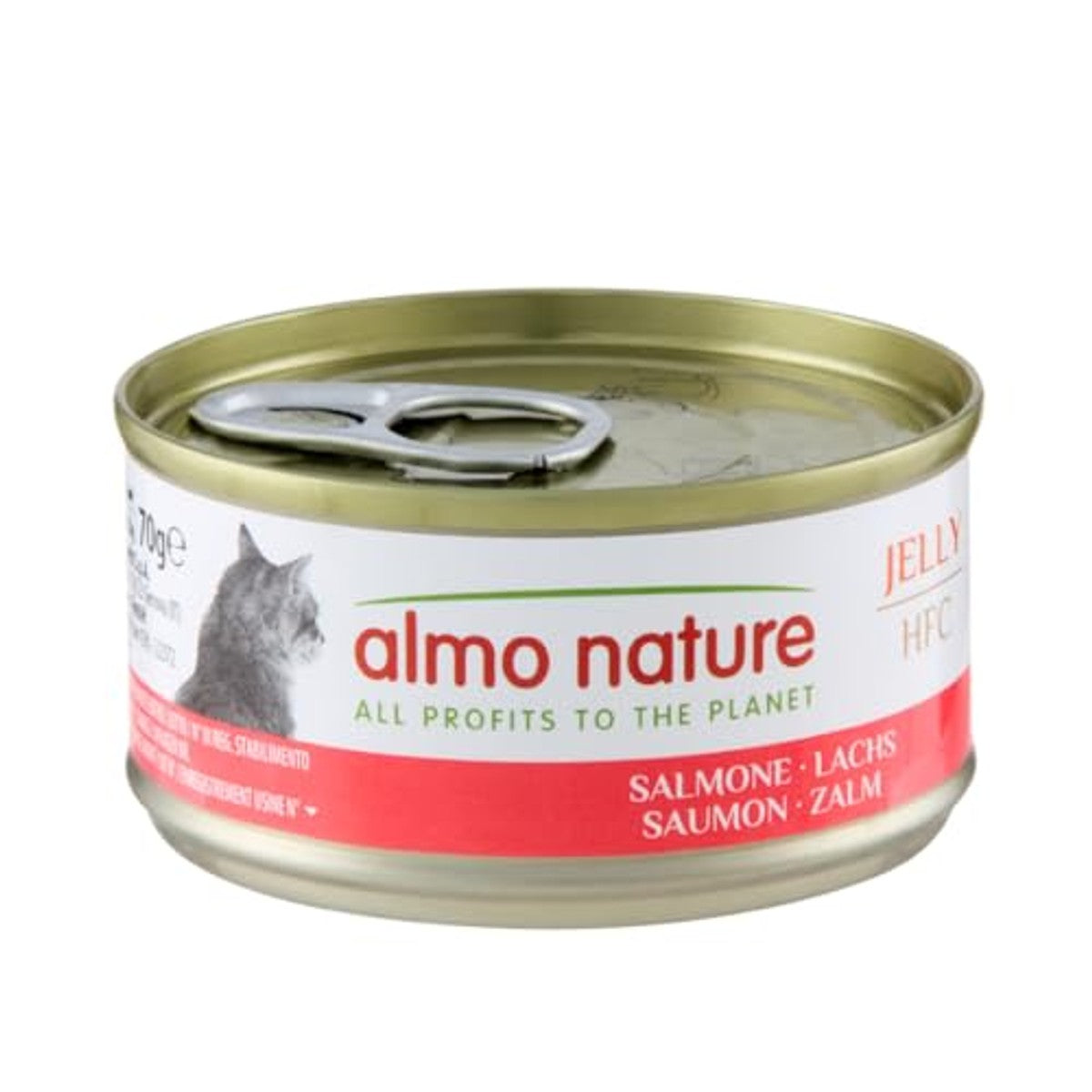 Almo Nature HFC Jelly Natvoer voor volwassen katten, zalm, Human Grade, glutenvrij en monoprotïne, 6 x 70 g – almo nature