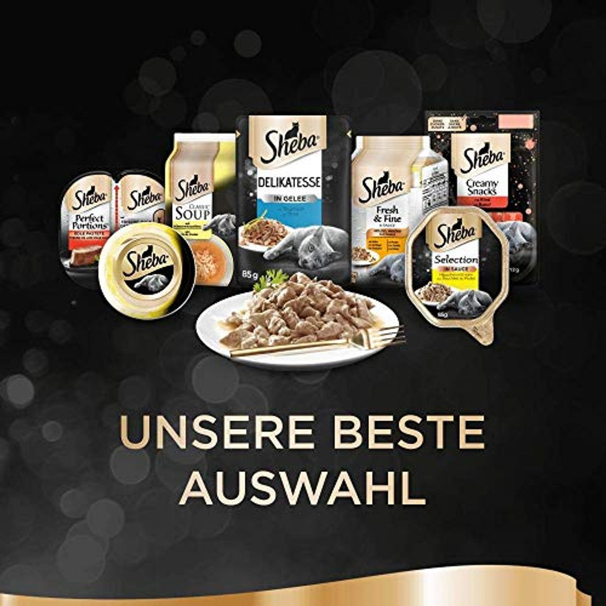 Sheba Selection in Sauce natvoer kattenvoer zalm, witvis, kip & rund 48 x 85 g - 3-pack