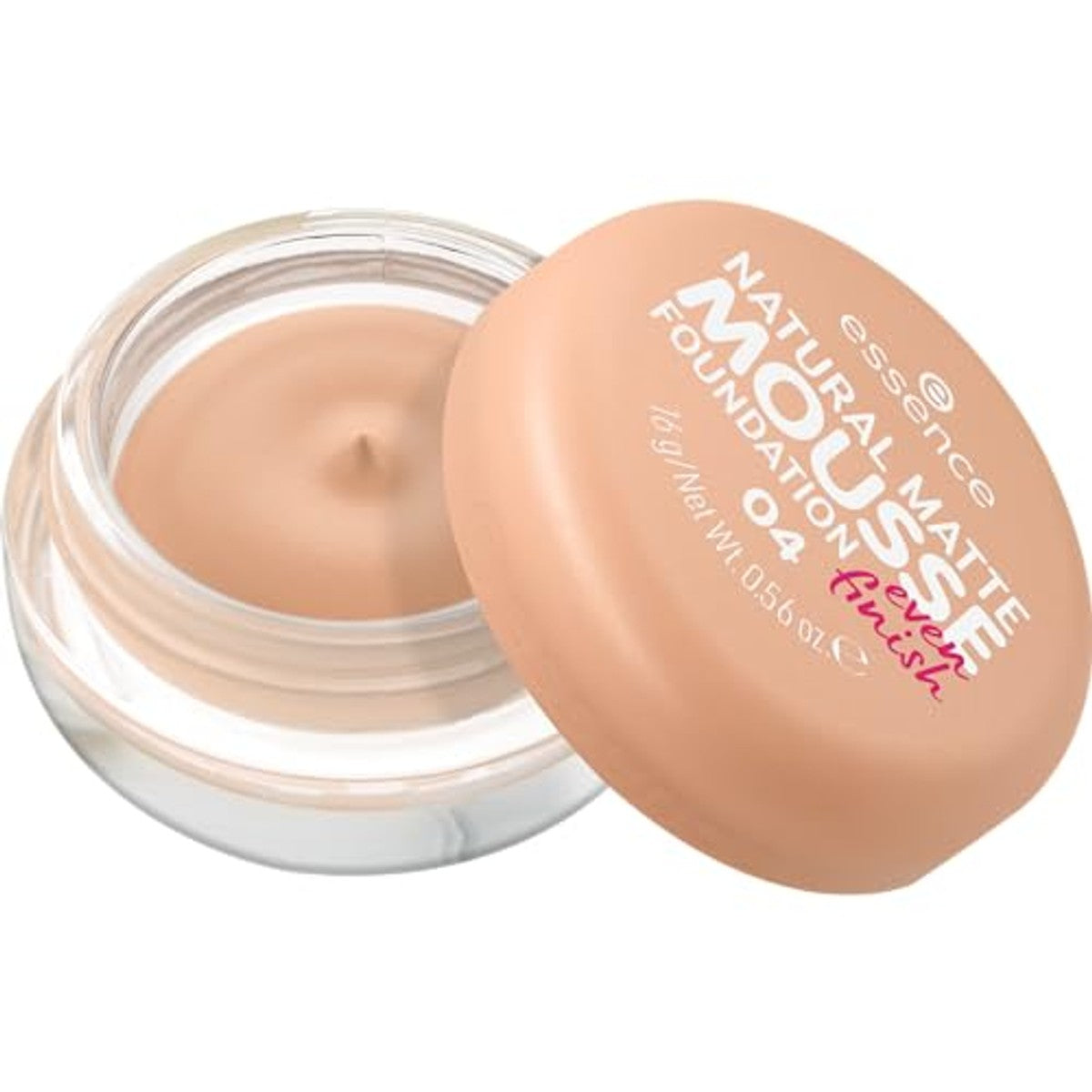 Essence Natural Matte Mousse Foundation, nr. 04, nude, matterend, dekkend, expressief resultaat, mat, veganistisch, olievrij, zonder parfum, zonder alcohol, per stuk verpakt (15 g) – Essence Cosmetics