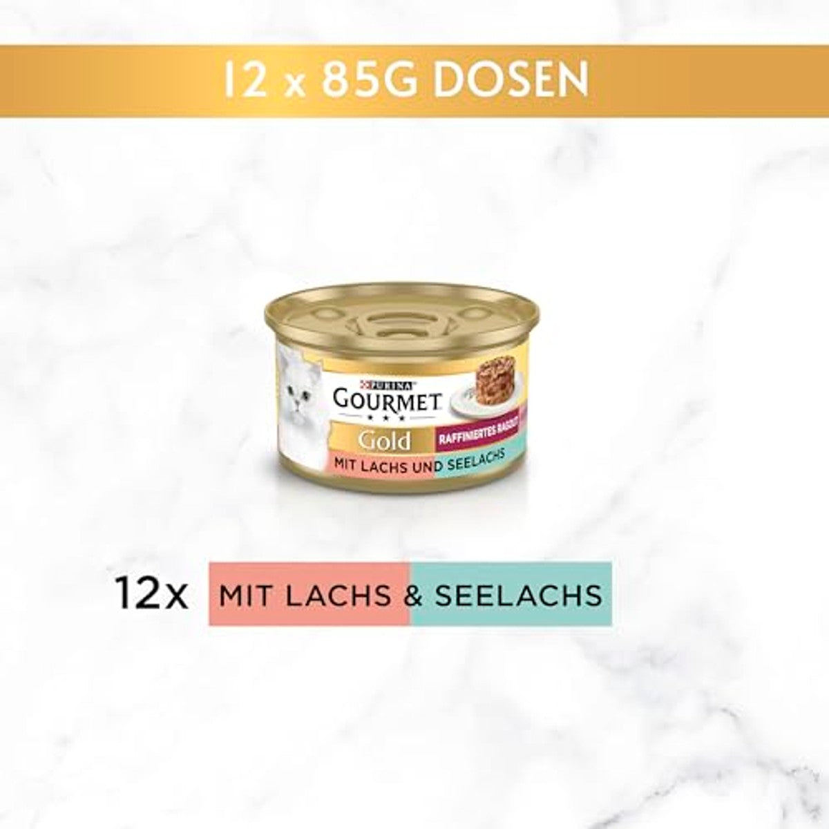 Purina Gourmet Gold natvoer kattenvoer zalm en koolvis 12 x 85 g - 3-pack