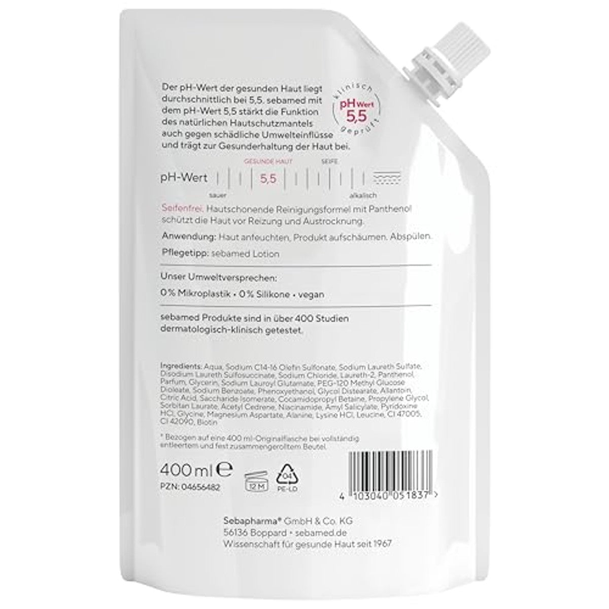 Sebamed Zeepvrije wasemulsie navulzak 6 x 400 ml - Voordeelverpakking