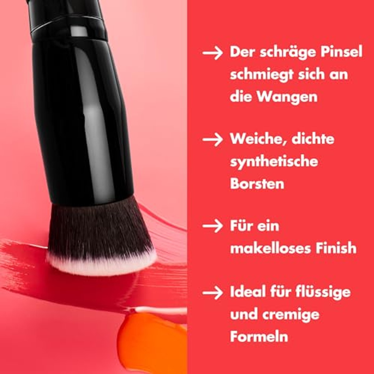 e.l.f. Camo Liquid Blush Brush, schuine rougekwast, ideaal voor het aanbrengen en verdelen van kleuren op de wangen, zachte, dichtheid, veganistisch en dierproefvrij – e.l.f.