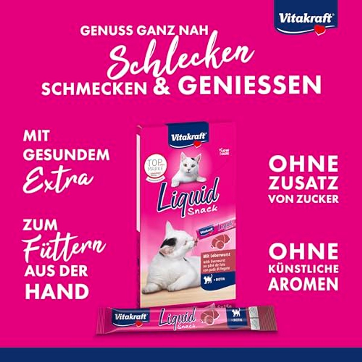 Vitakraft Vloeibare Snack kattensnack leverworst 6 x 15 g - 6-pack