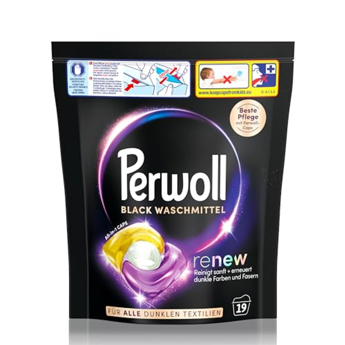 Perwoll Renew Caps Black wascapsules donkere was 19 wasbeurten - 3-pack