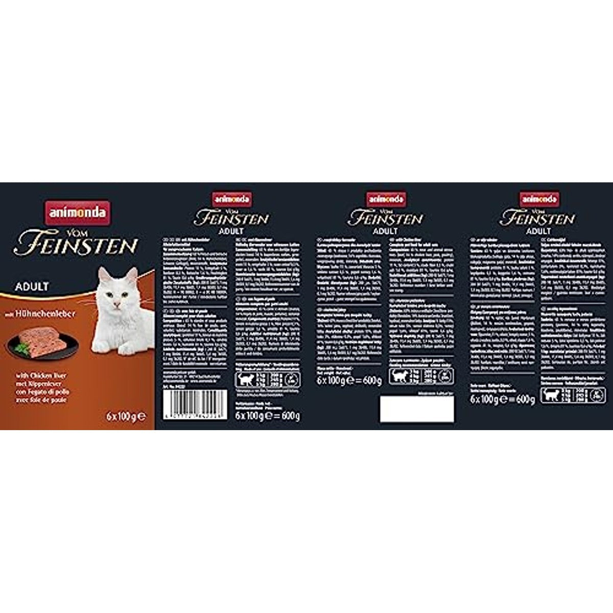 animonda Vom Feinsten natvoer kattenvoer kippenlever 6 x 100 g - 3-pack