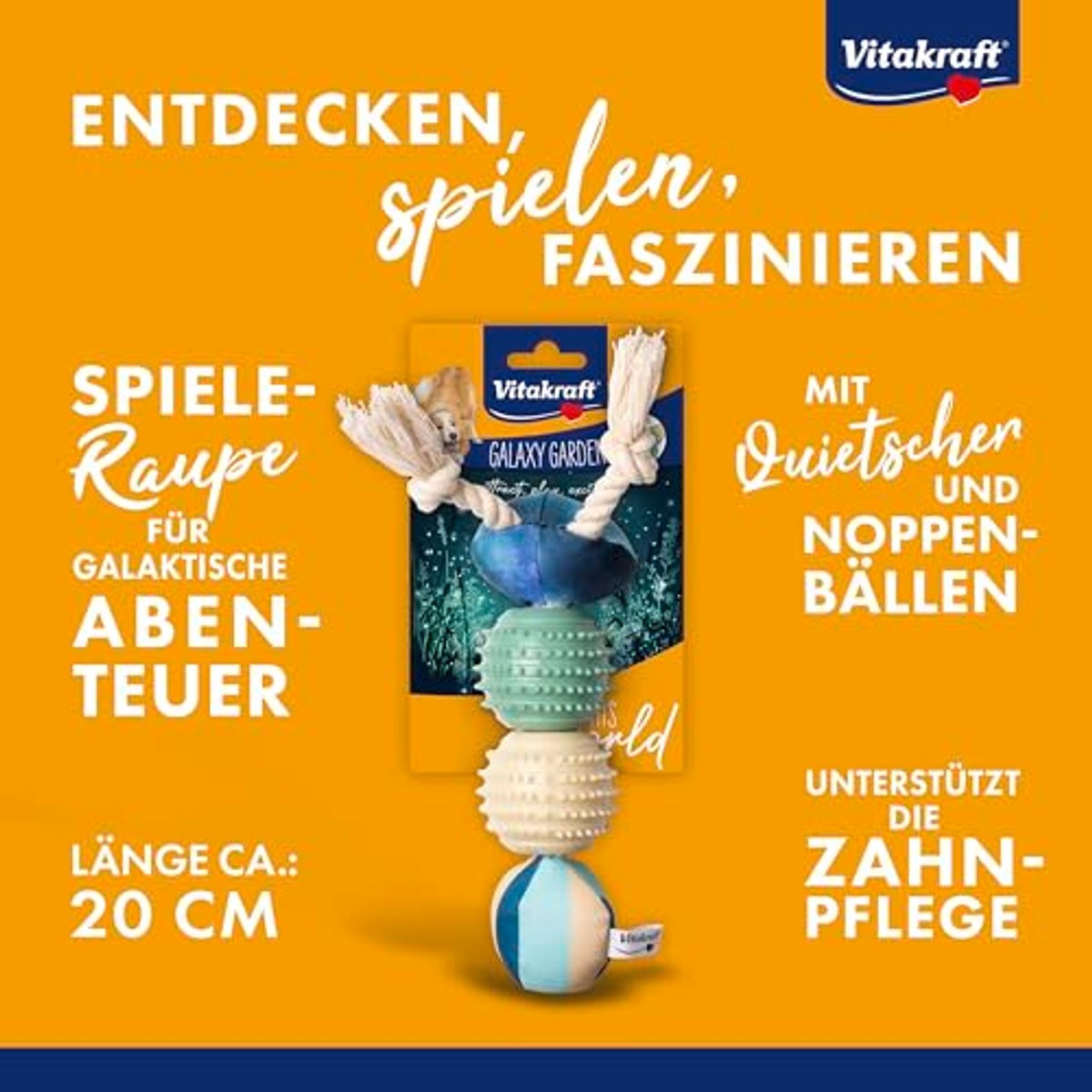 Vitakraft Galaxy Garden Rups hondenspeelgoed 20 cm - 3-pack