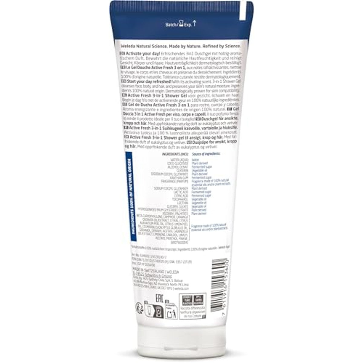 Weleda for Men 3-in-1 Douchegel & Shampoo Active Fresh 3 x 200 ml - 3-pack