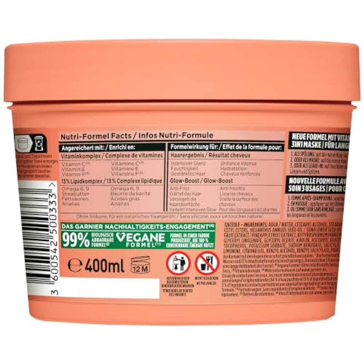 Garnier Fructis Ananas Hair Food 3-in-1 Haarmasker 400 ml – Garnier