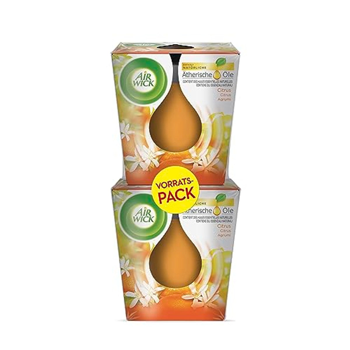 Air Wick Duo geurkaars in glas citrus 2 x geurkaarsenset - 3-pack