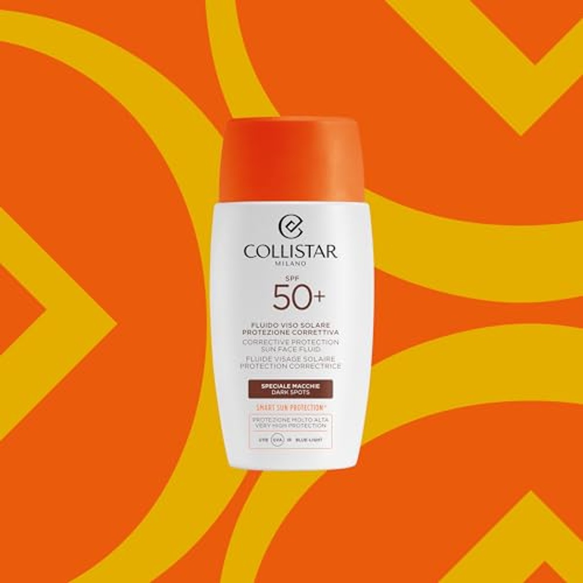 Collistar Zonwering Gezichtsvloeistof SPF 50+, Speciaal tegen Vlekken, Hoge Bescherming UVA-UVB-IR, Pro-Vitamine D-Systeem, Behandeld Zonnevlekken, Lichte, Zijdeachtige Textuur, Snel Intrekken, 50 ml - 3-pack