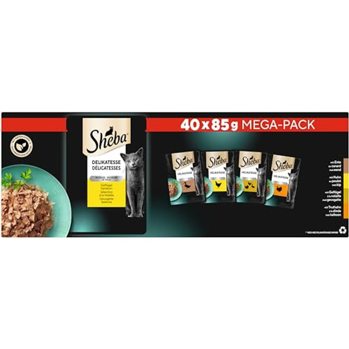 Sheba Delicatesse in gelei natvoer kattenvoer gevogelte 40 x 85 g - 3-pack