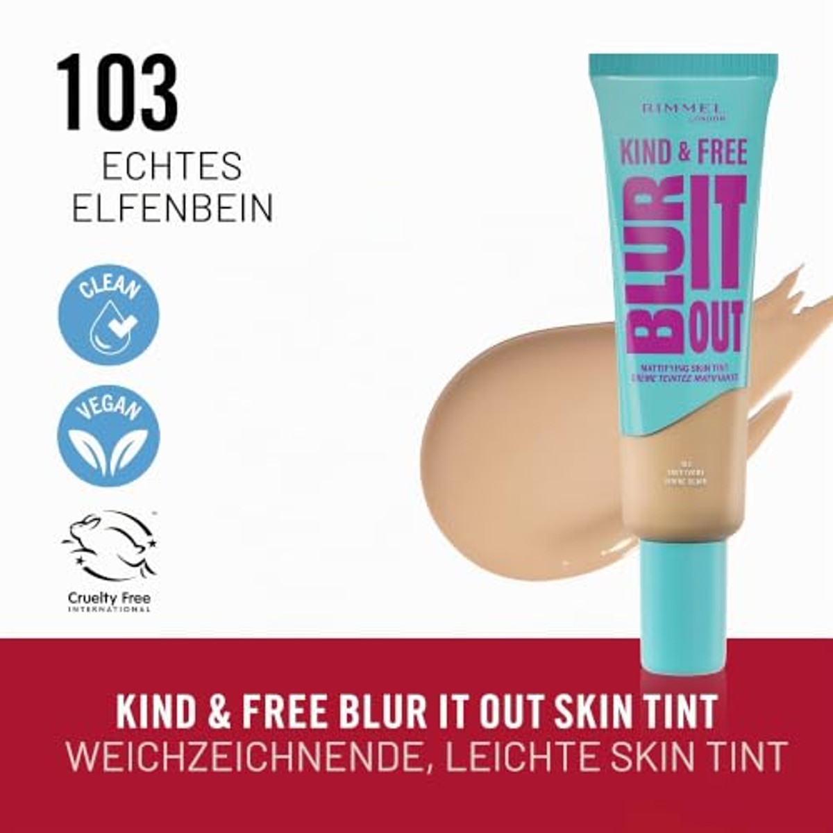 Rimmel London Kind & Free Blue It Out Foundation 103 True Ivory 30 ml - 6 stuks