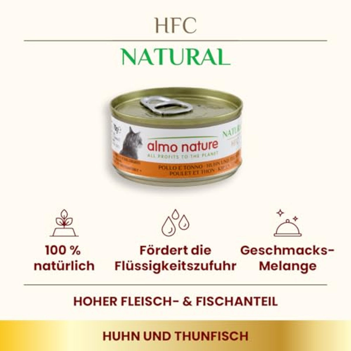 Almo Nature HFC Natural Katzenfutter nass- Huhn und Thunfisch 24er Pack (24 x 70g) – almo nature