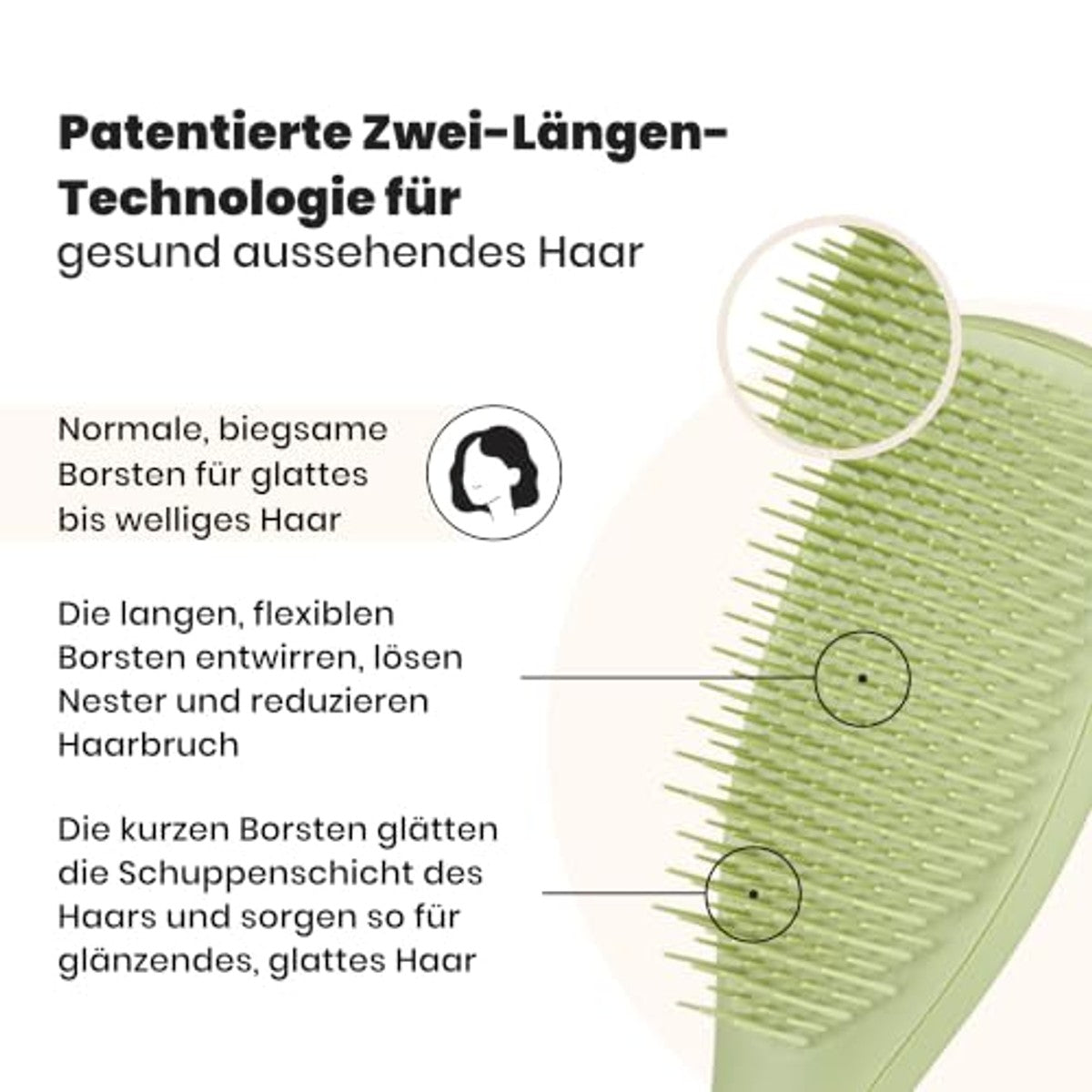 Tangle Teezer Ultimate Detangler haarborstel, voor nat en droog haar, ontwarringsborstel voor alle haartypes, tweetraps tanden verminderen breuken en elimineren knopen, olijfgroen, mat oppervlak – Tangle Teezer
