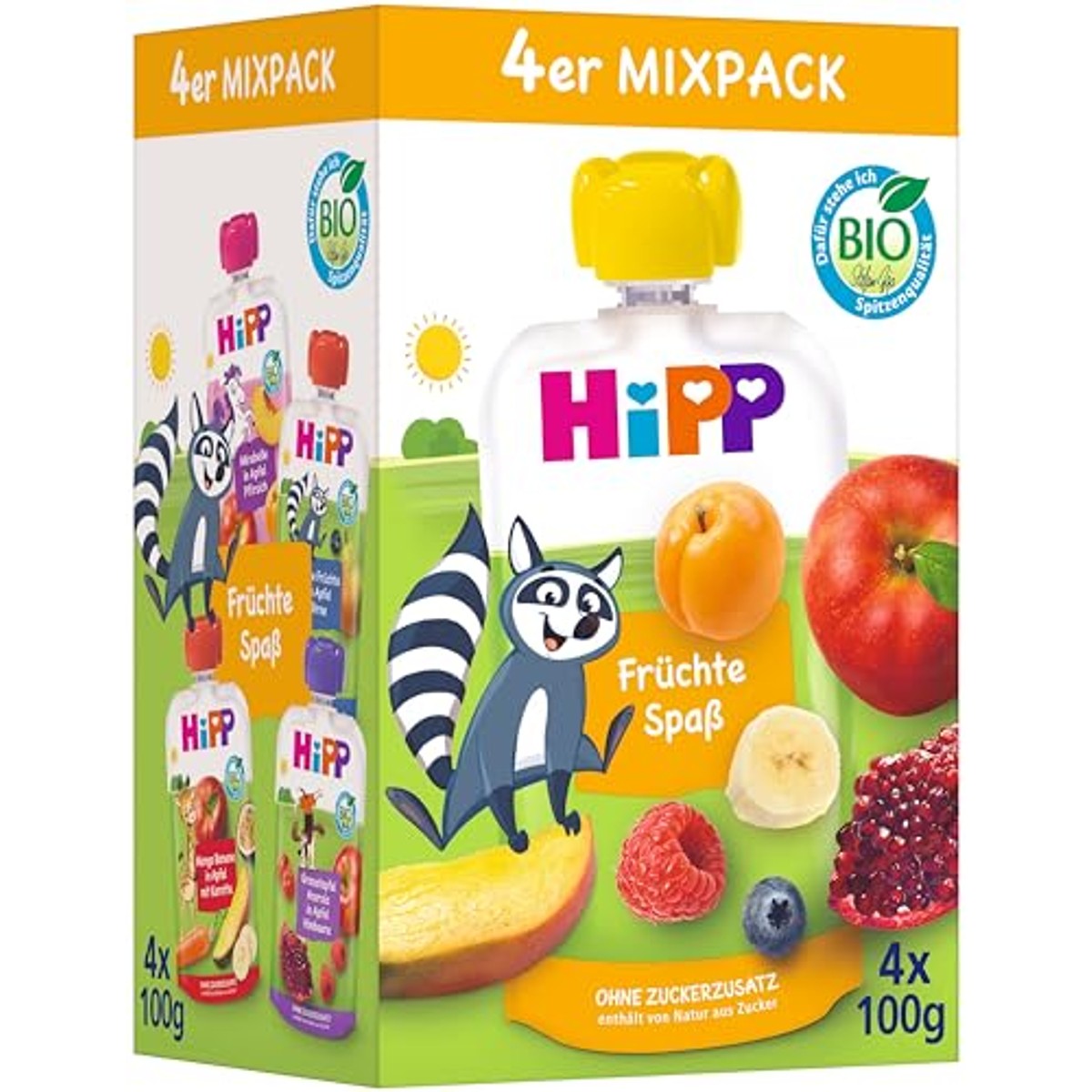 HiPP Bio Quetschie Mixpack fruitplezier 16 stuks (4 x 100 g) – HiPP