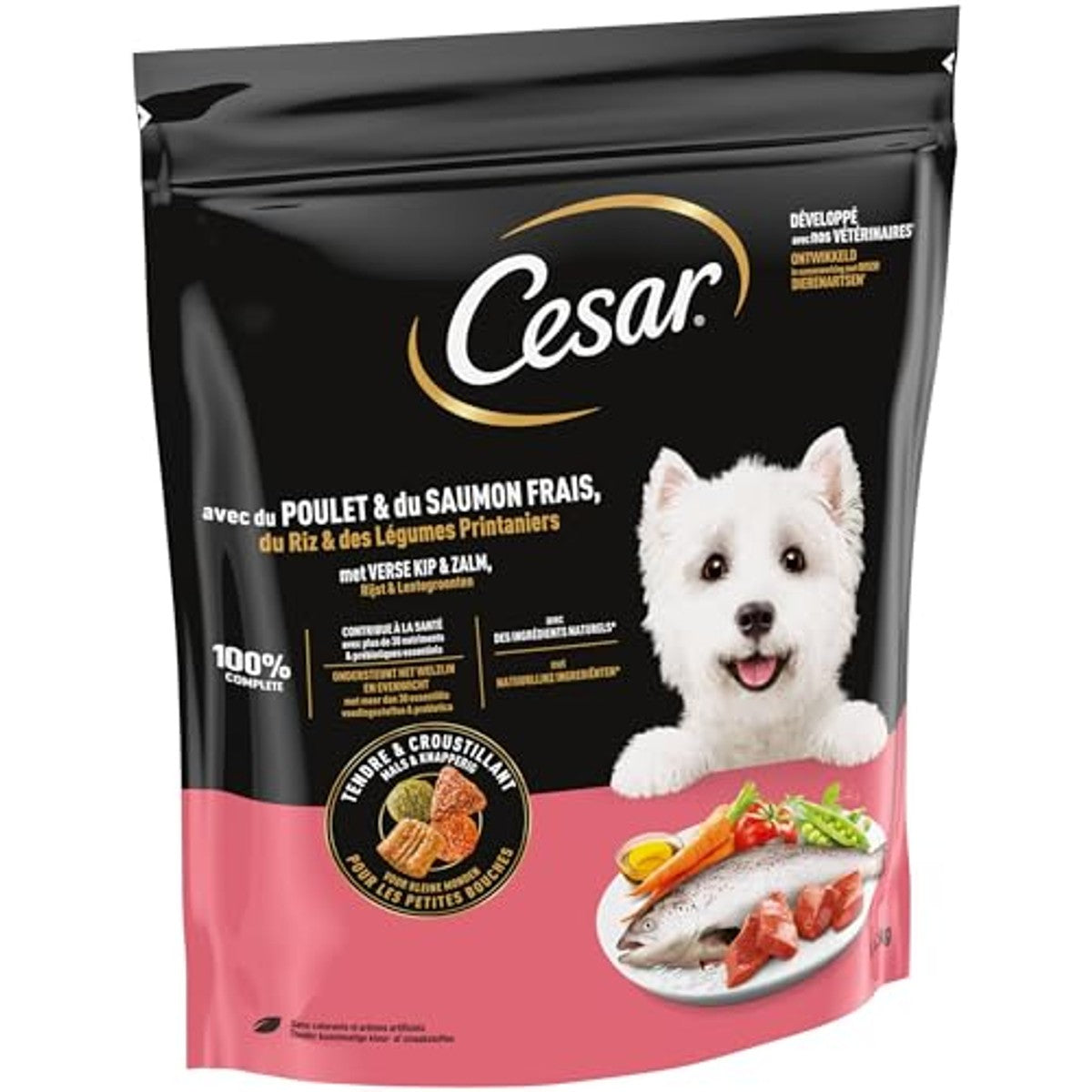 Cesar 5 x 1,4 kg Adult Droogvoer voor honden, met verse kip, zalm en groente – Cesar