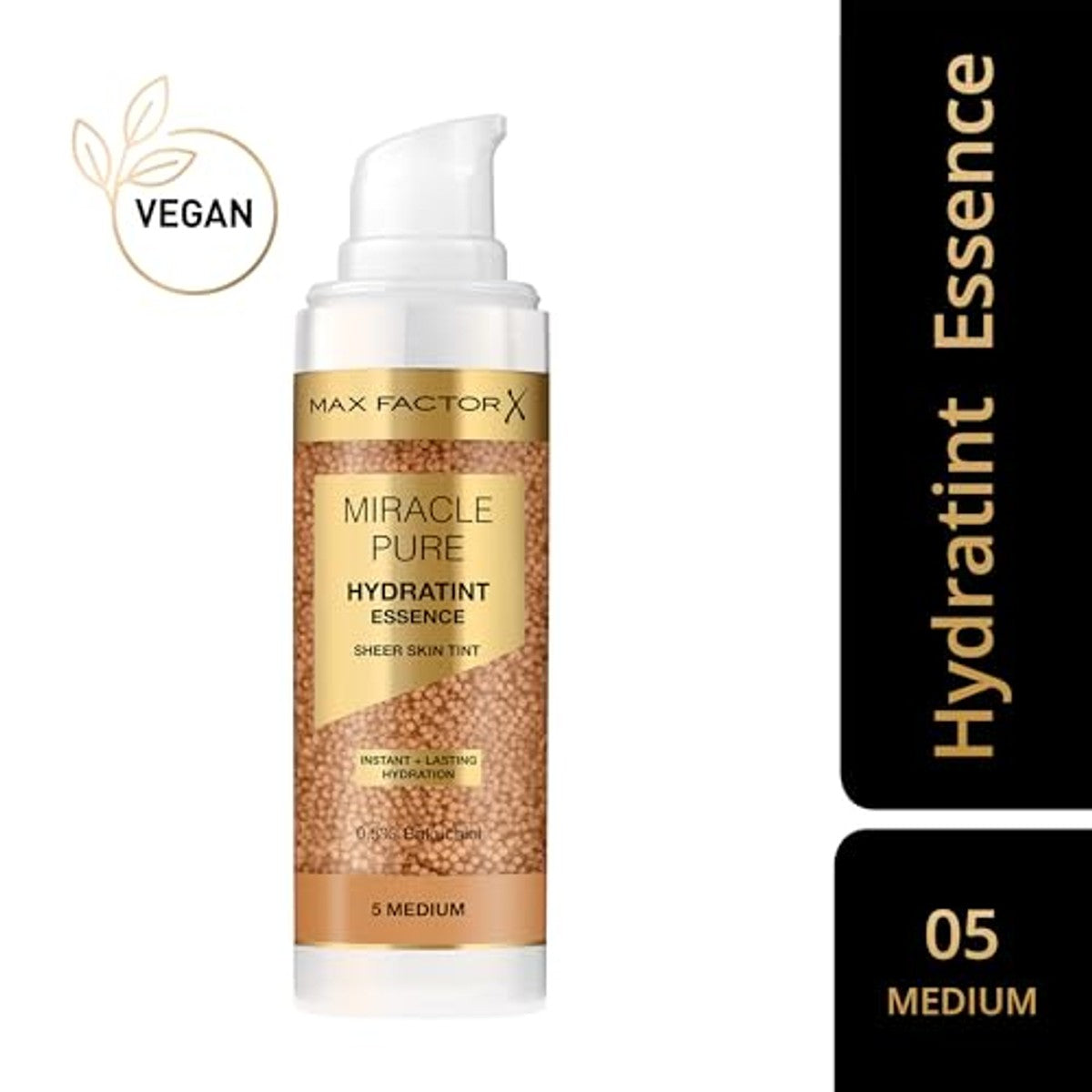 Max Factor Miracle Pure Hydratint Essence, hydraterende make-up met lichte dekking, 71% op waterbasis, met micro-capsule pigmenten, 30 ml, kleur 5 medium – Max Factor