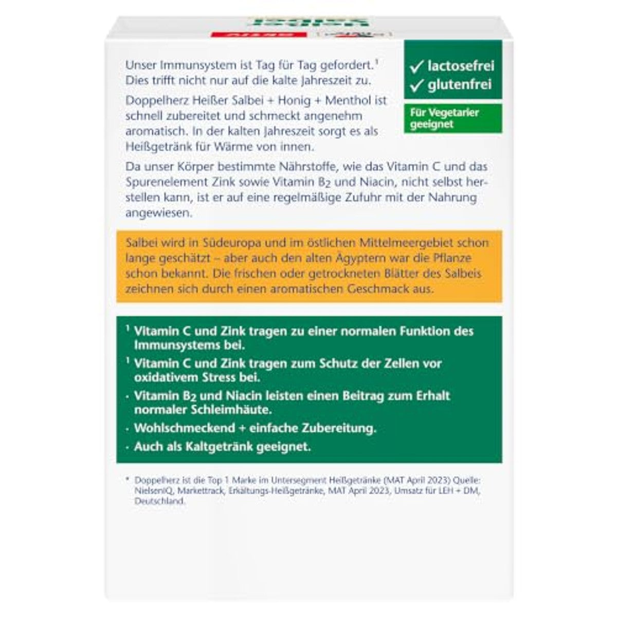 Doppelherz Hete Salie met Honing en Menthol 10 zakjes - 6-pack