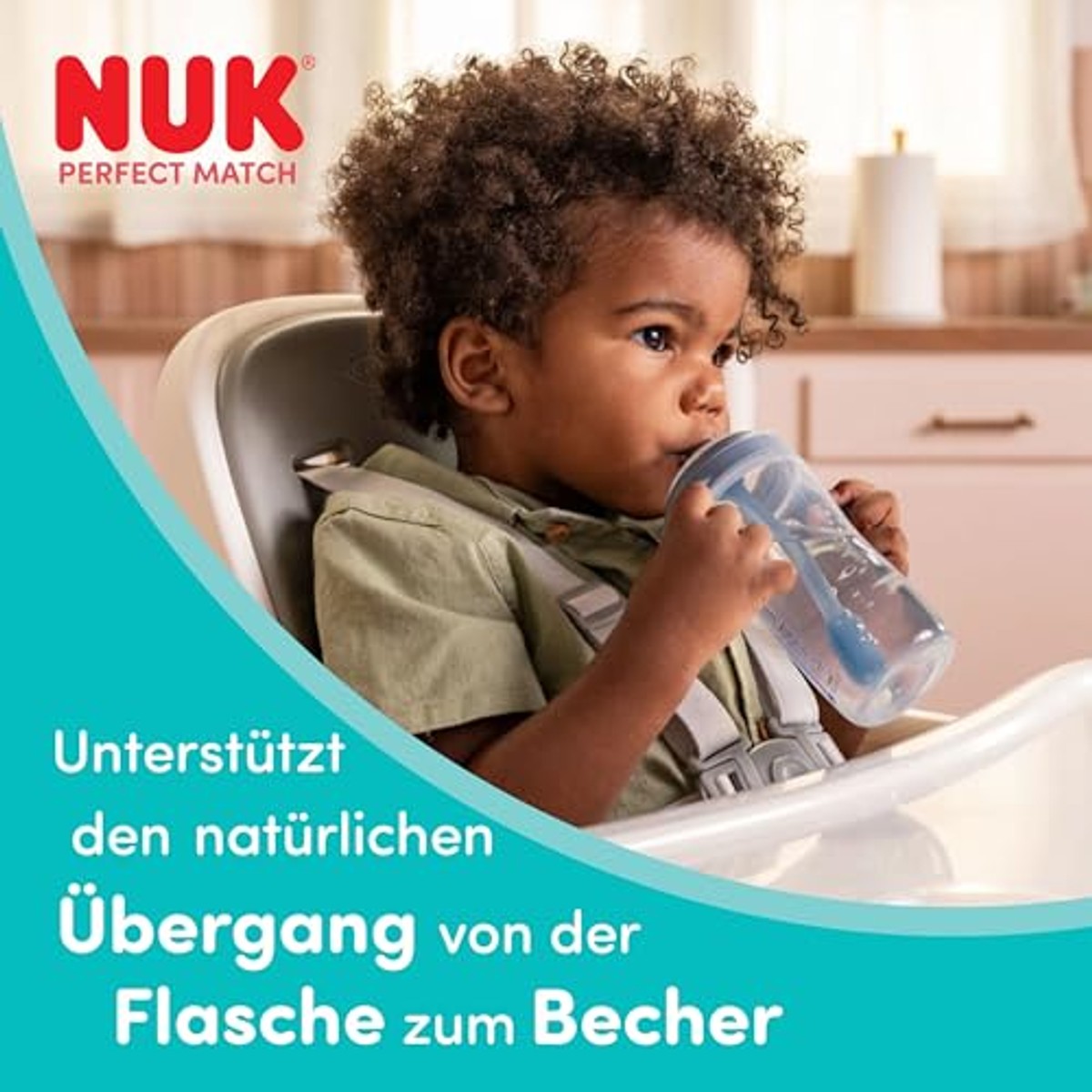 NUK Perfect Match Drinkfles met rietje blauw 260 ml – NUK