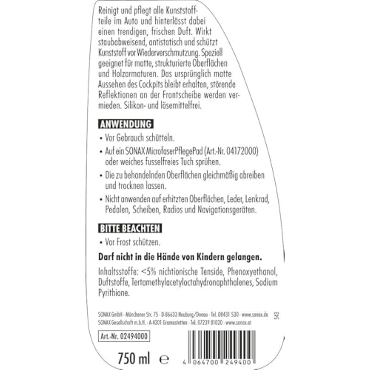 SONAX CockpitStar 3 x 750 ml - Voordeelverpakking