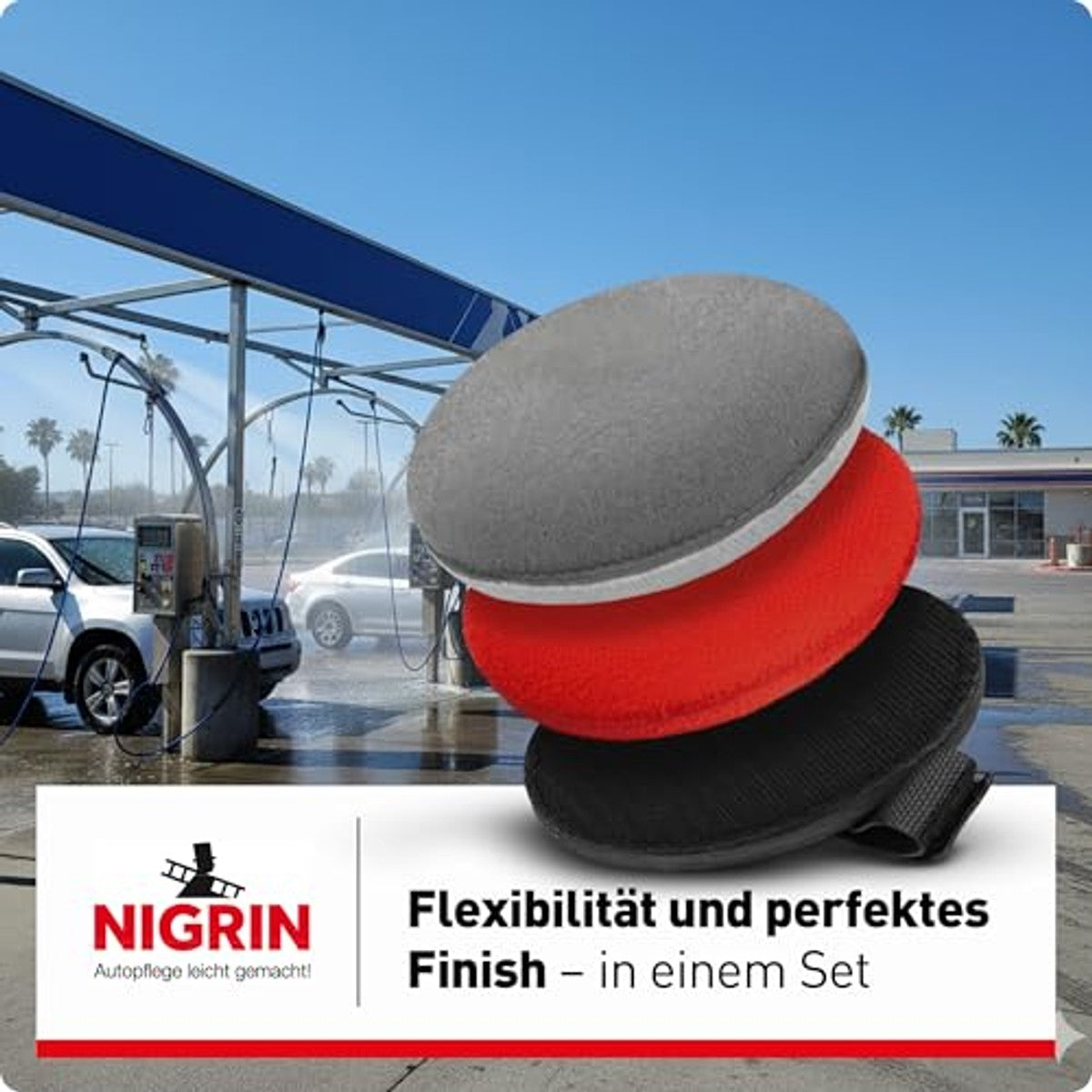 NIGRIN Handpolijstpads 3-delige set 12,5 cm - 6-pack