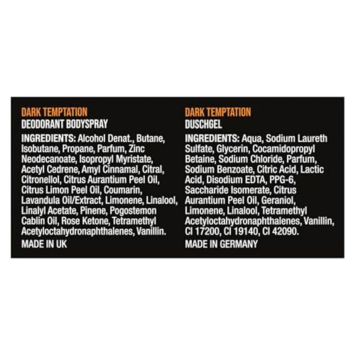 Axe Dark Temptation Geschenkset 150 ml + 250 ml – Axe