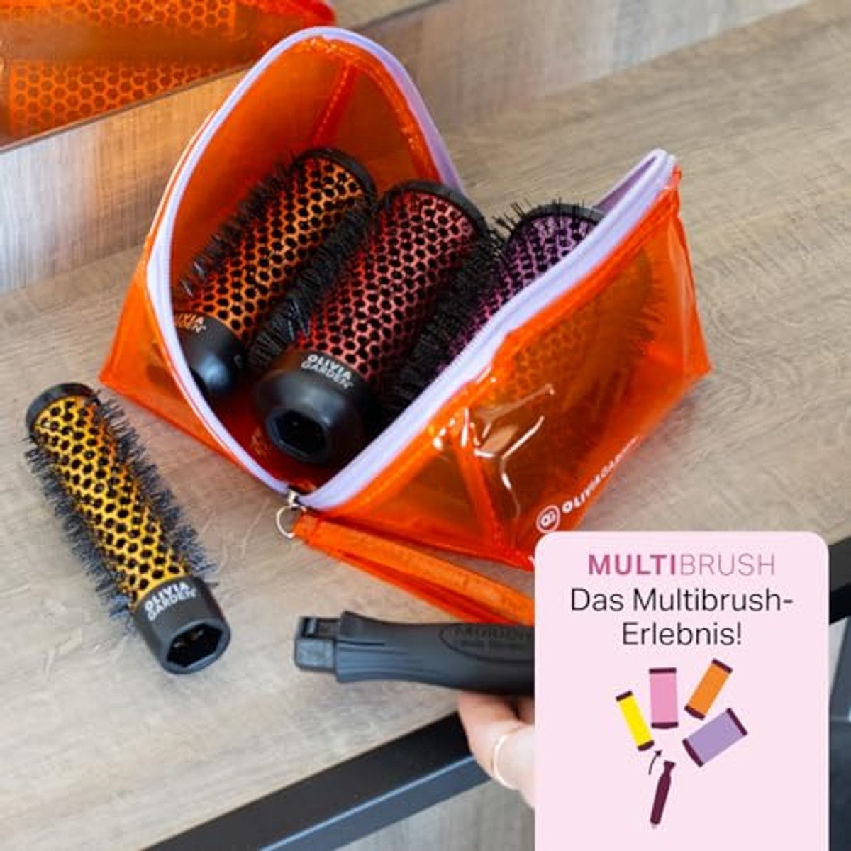 Olivia Garden MultiBrush Travel Kit 4-in-1 Ronde Borstelset 25-55 mm - 6-pack