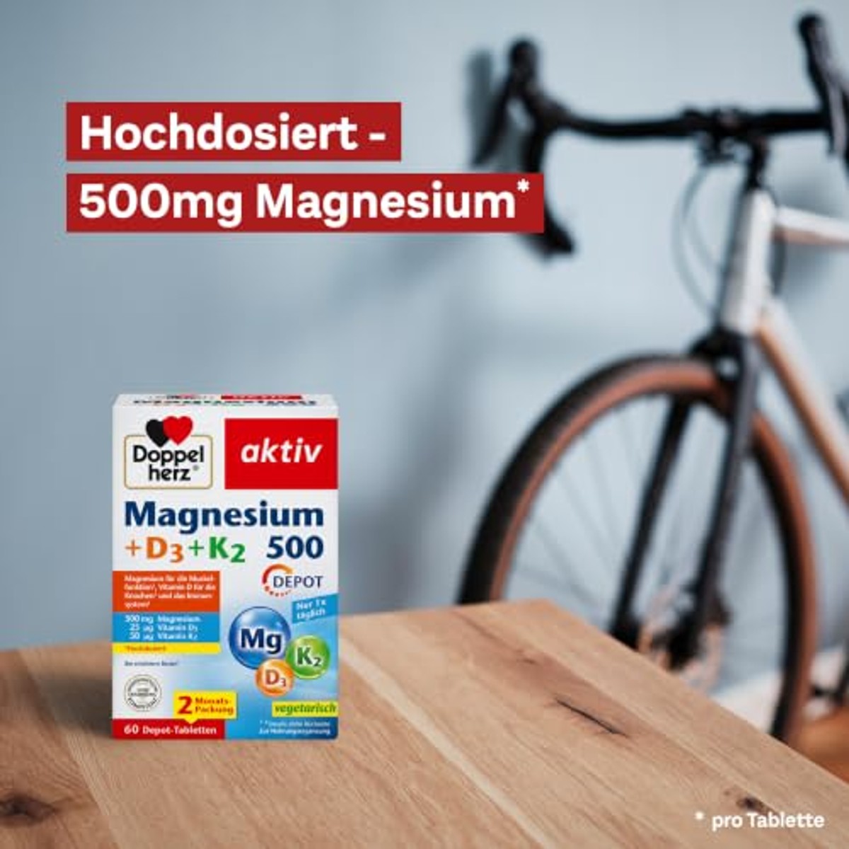 Doppelherz Magnesium 500 + D3 + K2 60 tabletten - 3-pack