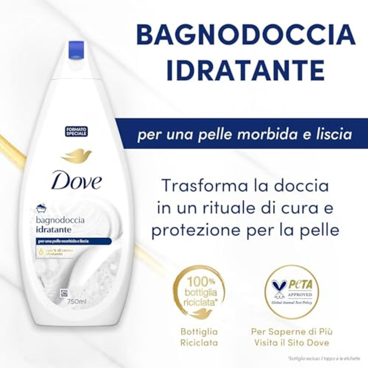 Dove Vochtinbrengende Douchebad 6 x 750 ml - Voordeelverpakking