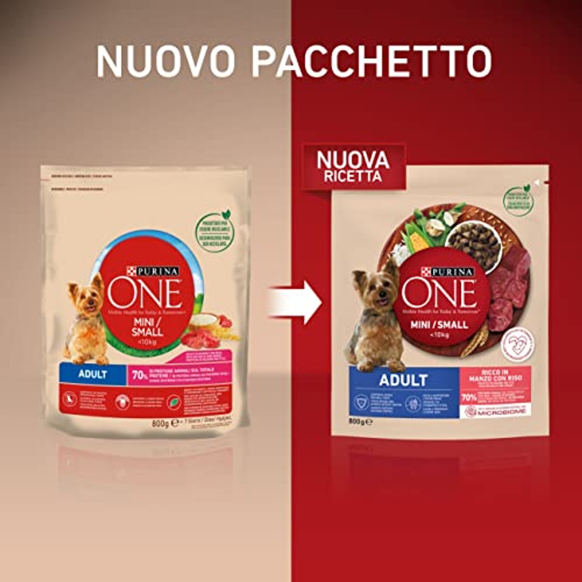 Purina One Mini hondenvoer rundvlees 8 x 800 g - 3-pack
