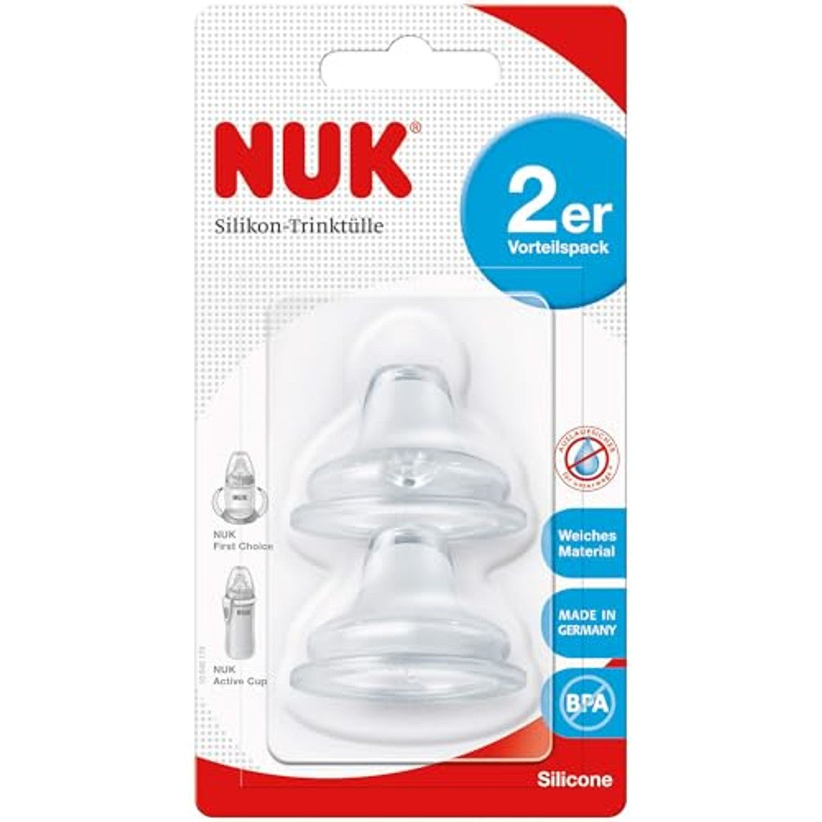 NUK First Choice Soft drinktuit siliconen 6-18 maanden 2 stuks – NUK