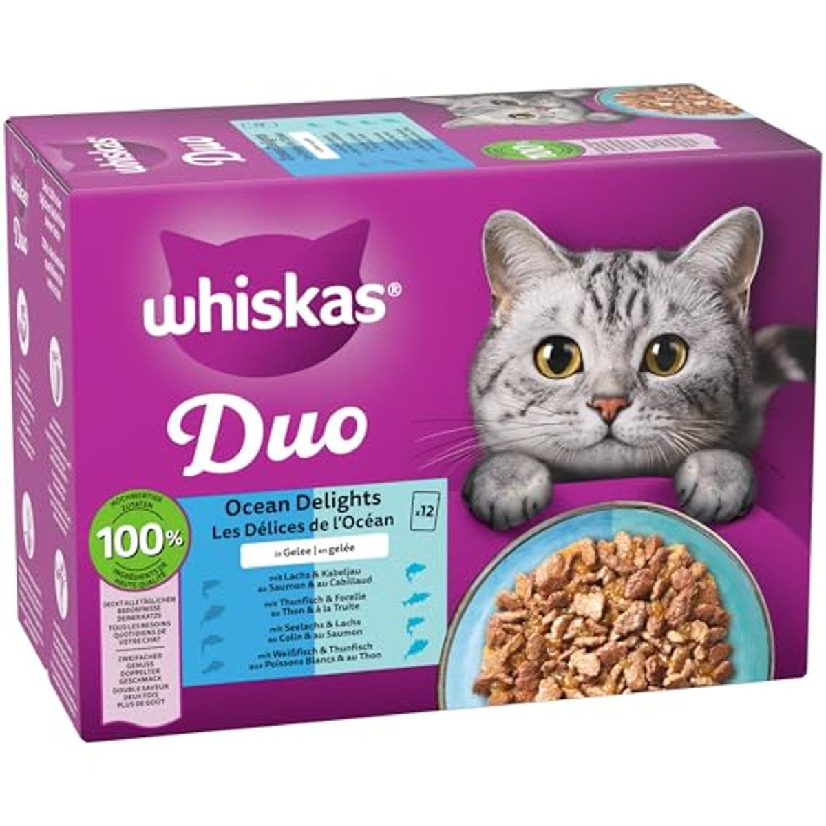Whiskas Ocean Delights Duo natvoer kattenvoer in gelei 12 x 85 g - 6-pack
