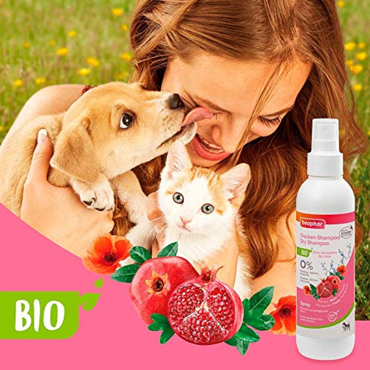 beaphar 17750 Biologische droge shampoo voor honden en katten, zachte verzorging en reiniging van de vacht zonder water, 200 ml – beaphar